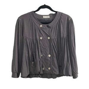 ANTHRO RELIGION Double Breasted Cotton Jacket Grey 2